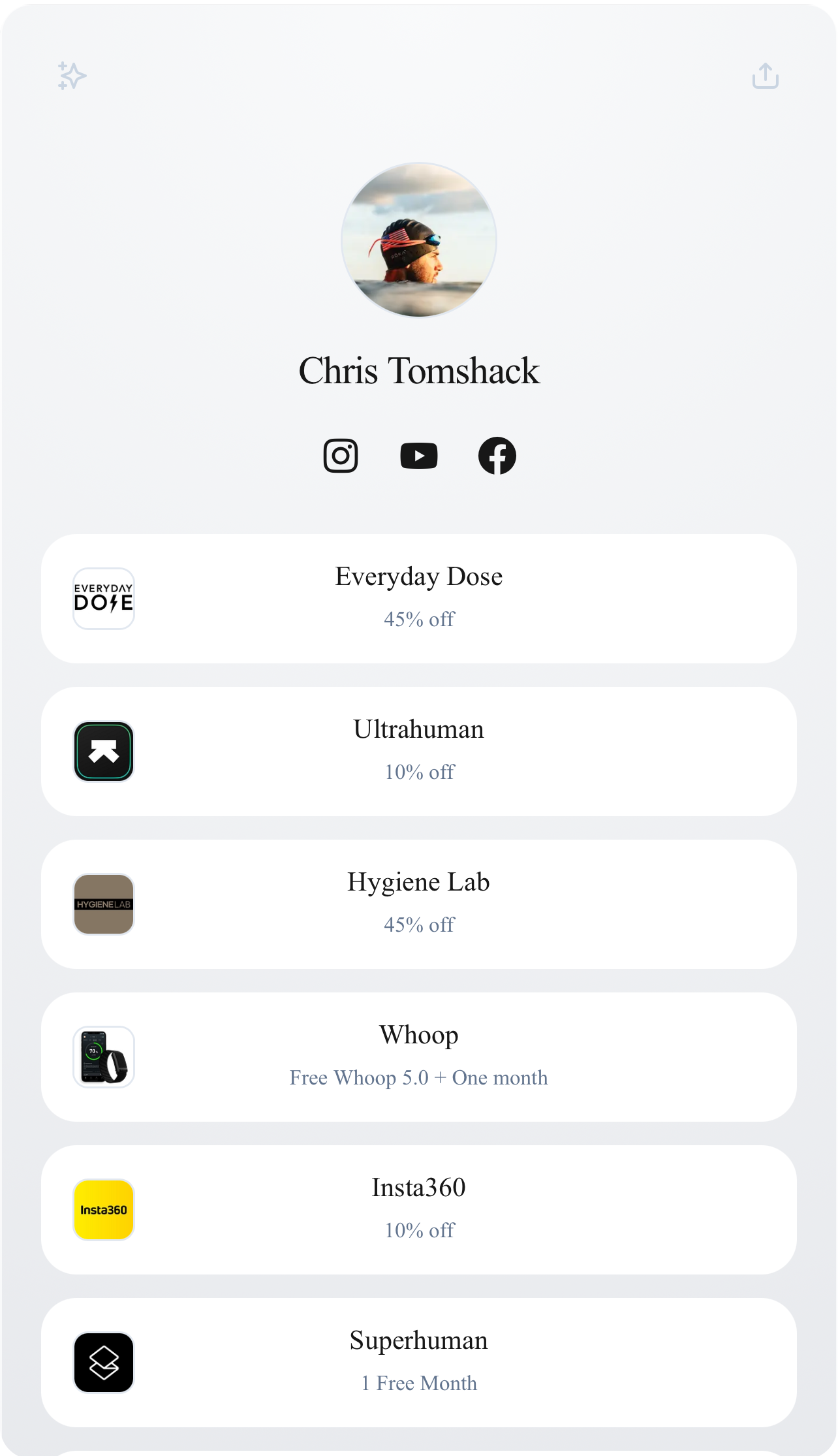 Aardvark link-in-bio page for creator Chris