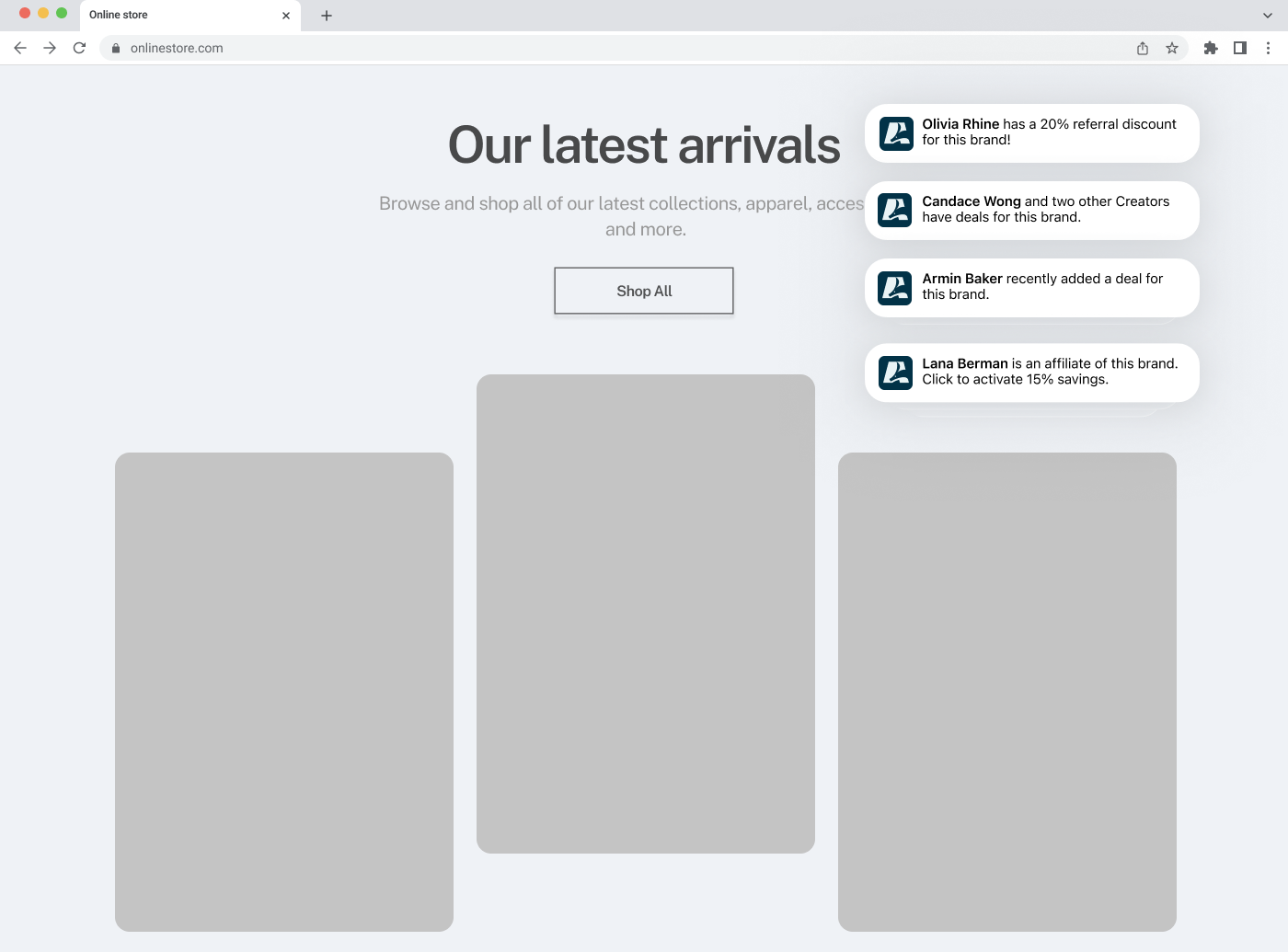 Dashboard mockup showing application interface